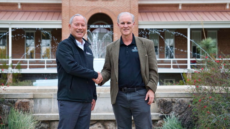 From left: Austin Yamada, UA-ARC President and CEO and Doug Stetson, President of FreeFall Aerospace. Photo credit: UA-ARC/Kendall (K.J.) Johnson.